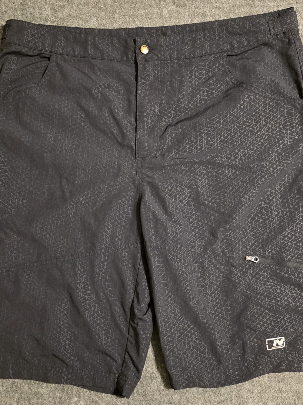 Men's Black Cargo Shorts with Subtle Geometric Print